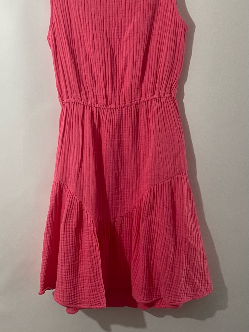 S’EDGE Hot Pink Sleeveless Crinkle Midi Dress